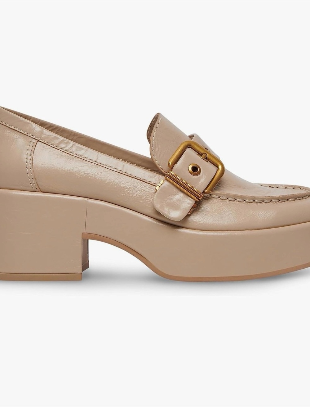 Dolce Vita Yonder Sesame Crinkle Patent Leather Platform Loafers
